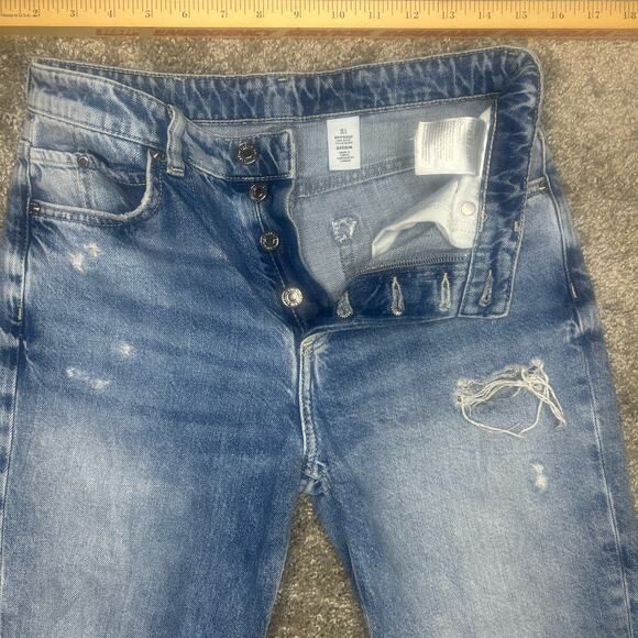 &Denum Size 2 Boyfriend Low Waist Button Fly Inseam 27 Inches - Picture 1 of 7